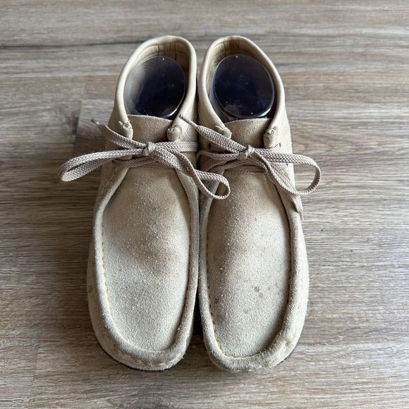 Clarks Wallabees 35385 Tan Leather Suede Chukka Boots Women’s Size 8 Gum Soles - Picture 4 of 10